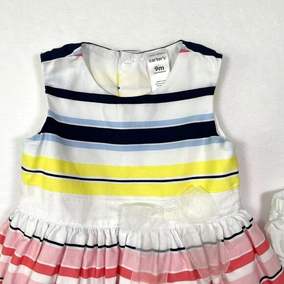 Carter’s Baby Empire Waist Striped Dress Bloomers Set 9 Months Easter - Picture 2 of 10